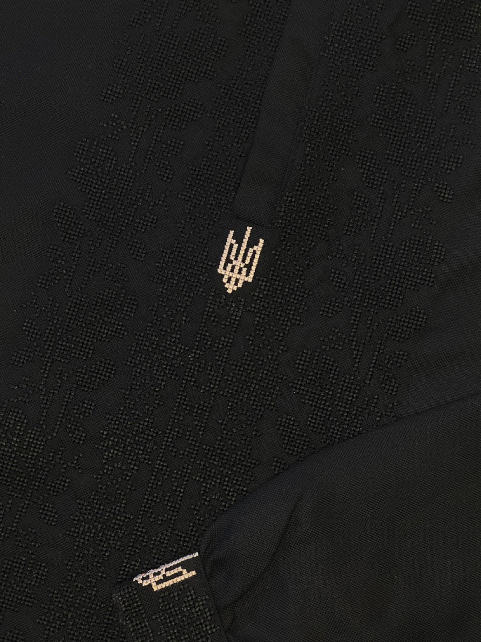 Black Vyshyvanka Shirt with Ukrainian Symbol