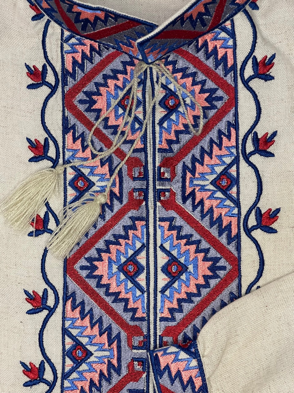 Beige Embroidered Ukrainian Vyshyvanka Linen Shirt