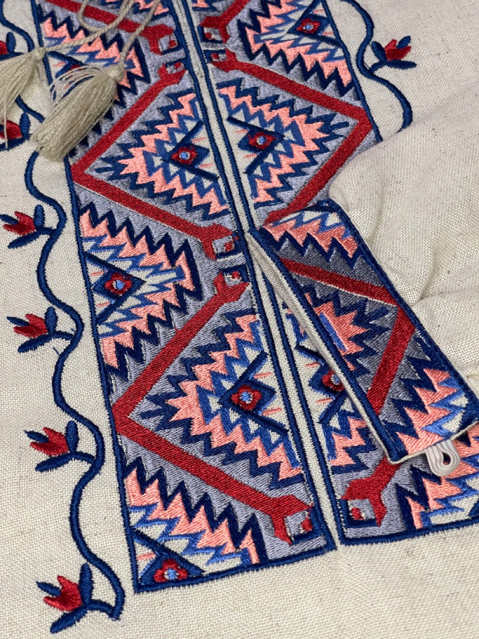 Beige Embroidered Ukrainian Vyshyvanka Linen Shirt