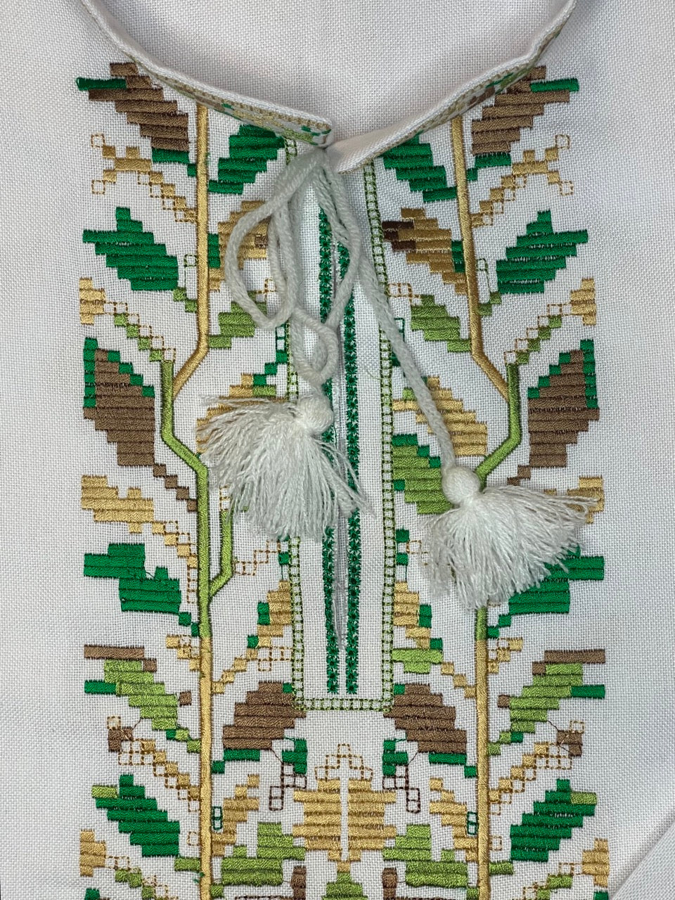 White Vyshyvanka Shirt with Ukrainian Symbol