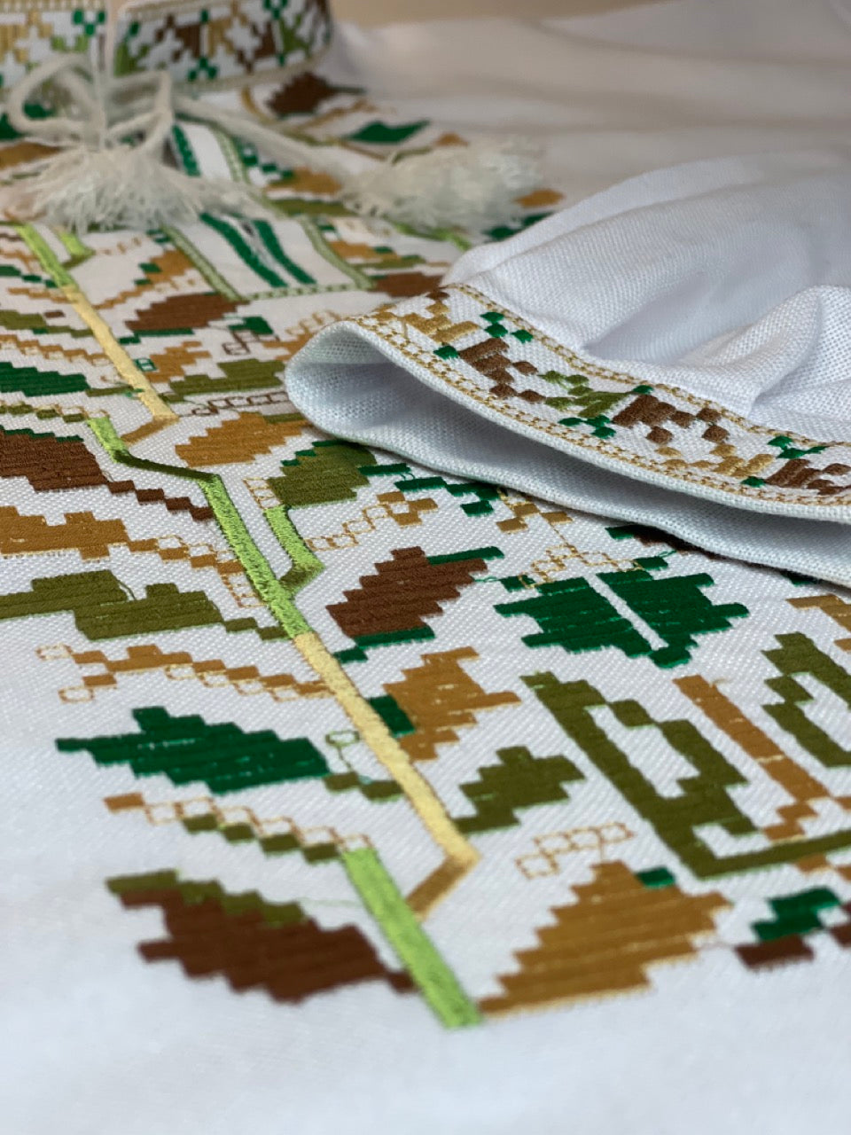 White Vyshyvanka Shirt with Ukrainian Symbol