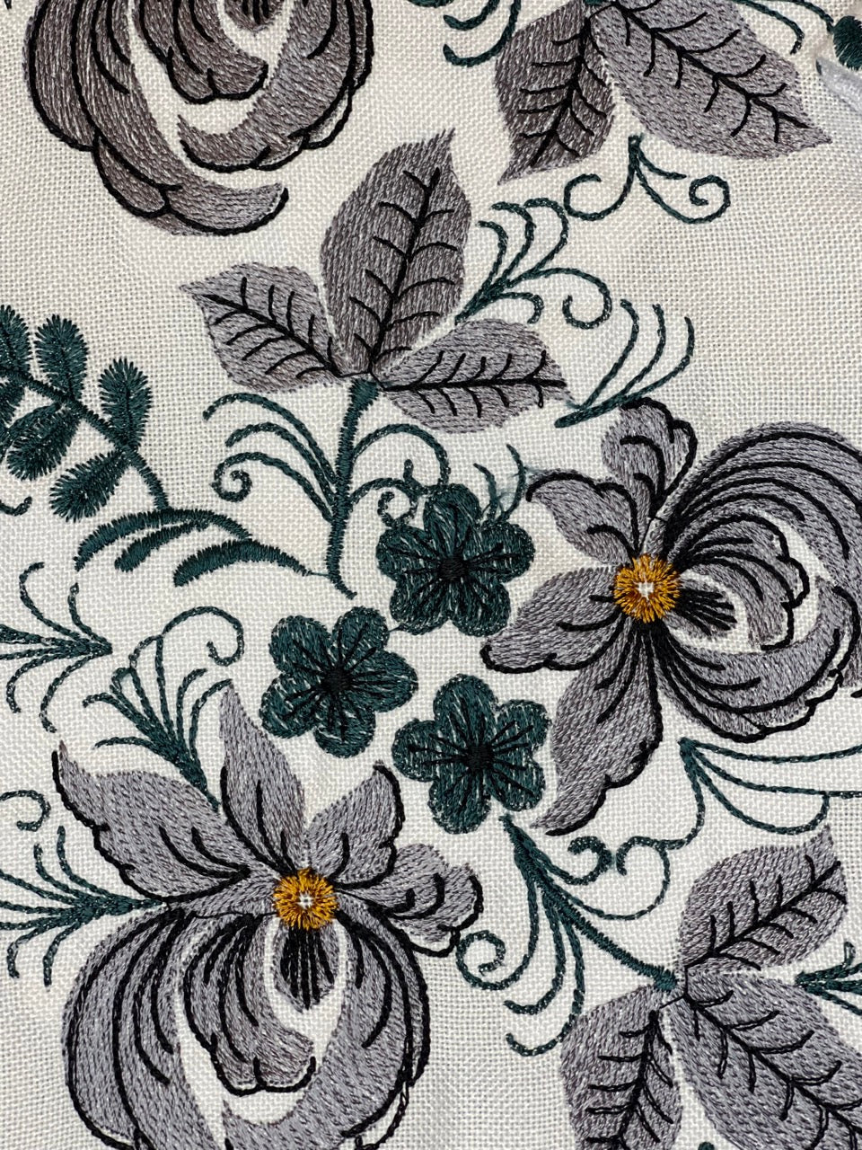 White Men's Shirt with Floral Embroidery on One Side