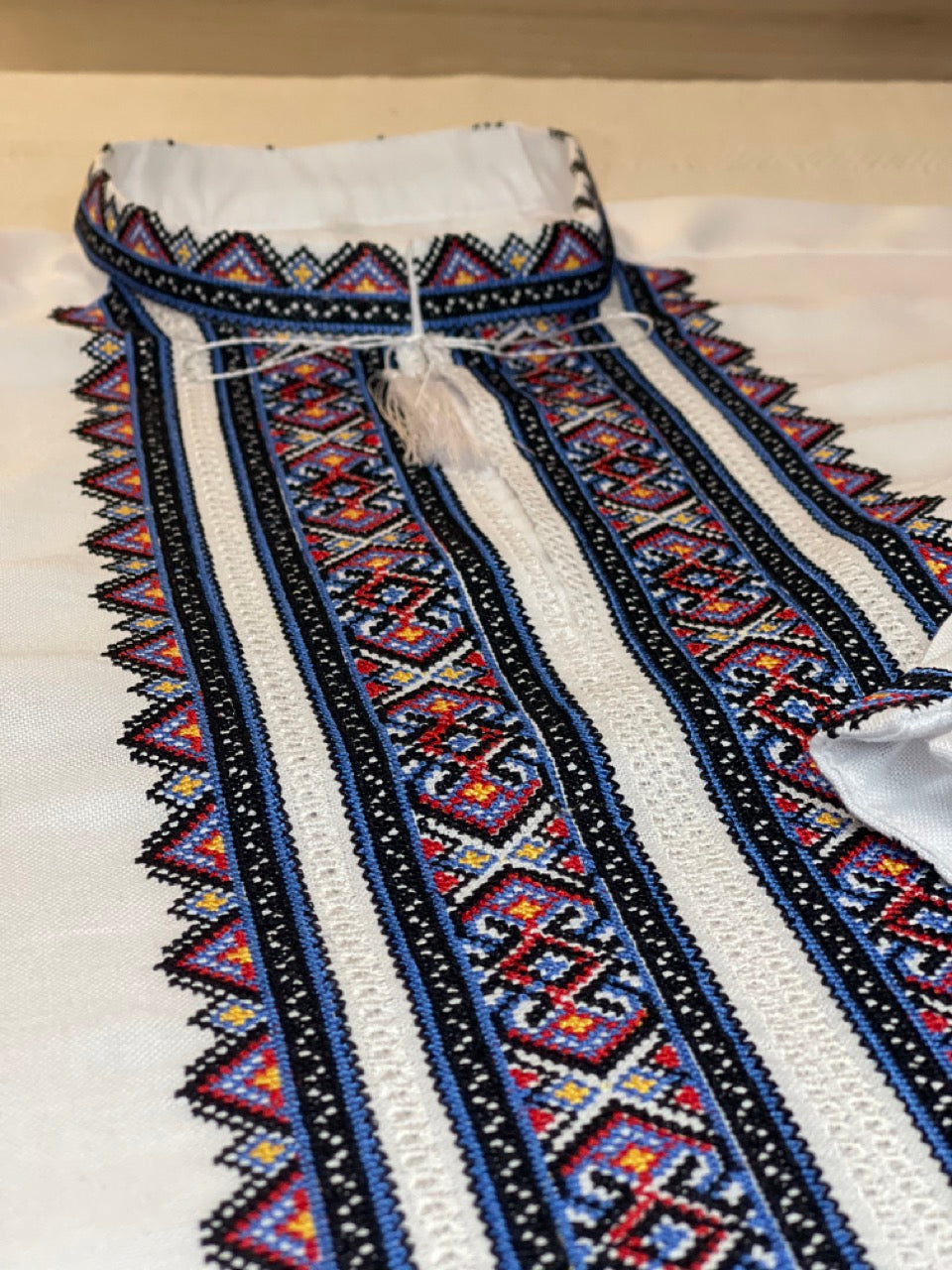 White Men's Vyshyvanka Shirt with Colourful Embroidery