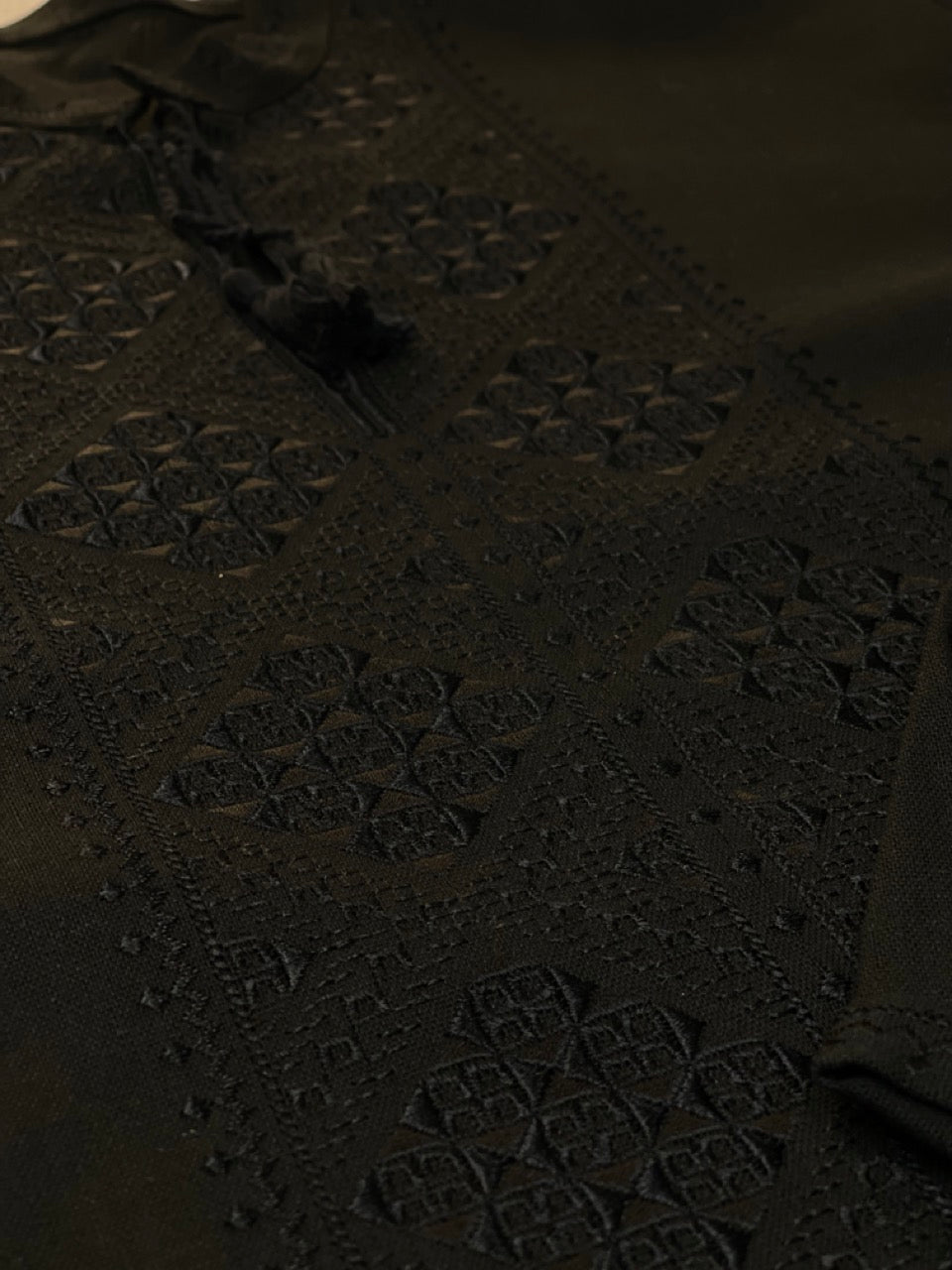 Long Sleeve Black Vyshyvanka Shirt with Black Embroidery