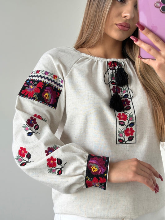 Linen Blouse Inspired by Traditional Antique Vyshyvanka