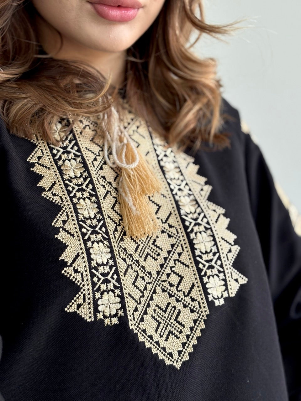 Black Blouse with Golden Embroidery