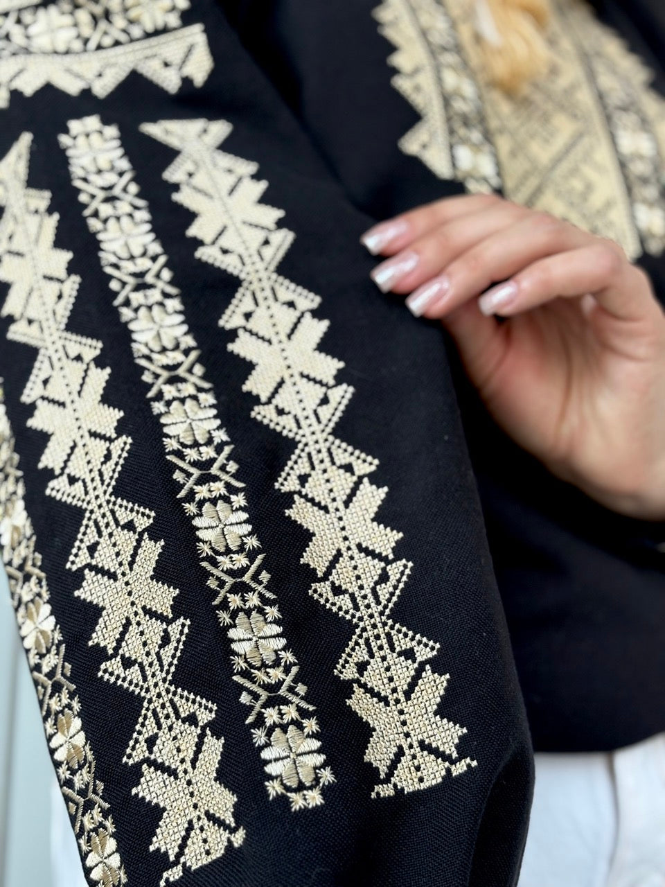 Black Blouse with Golden Embroidery