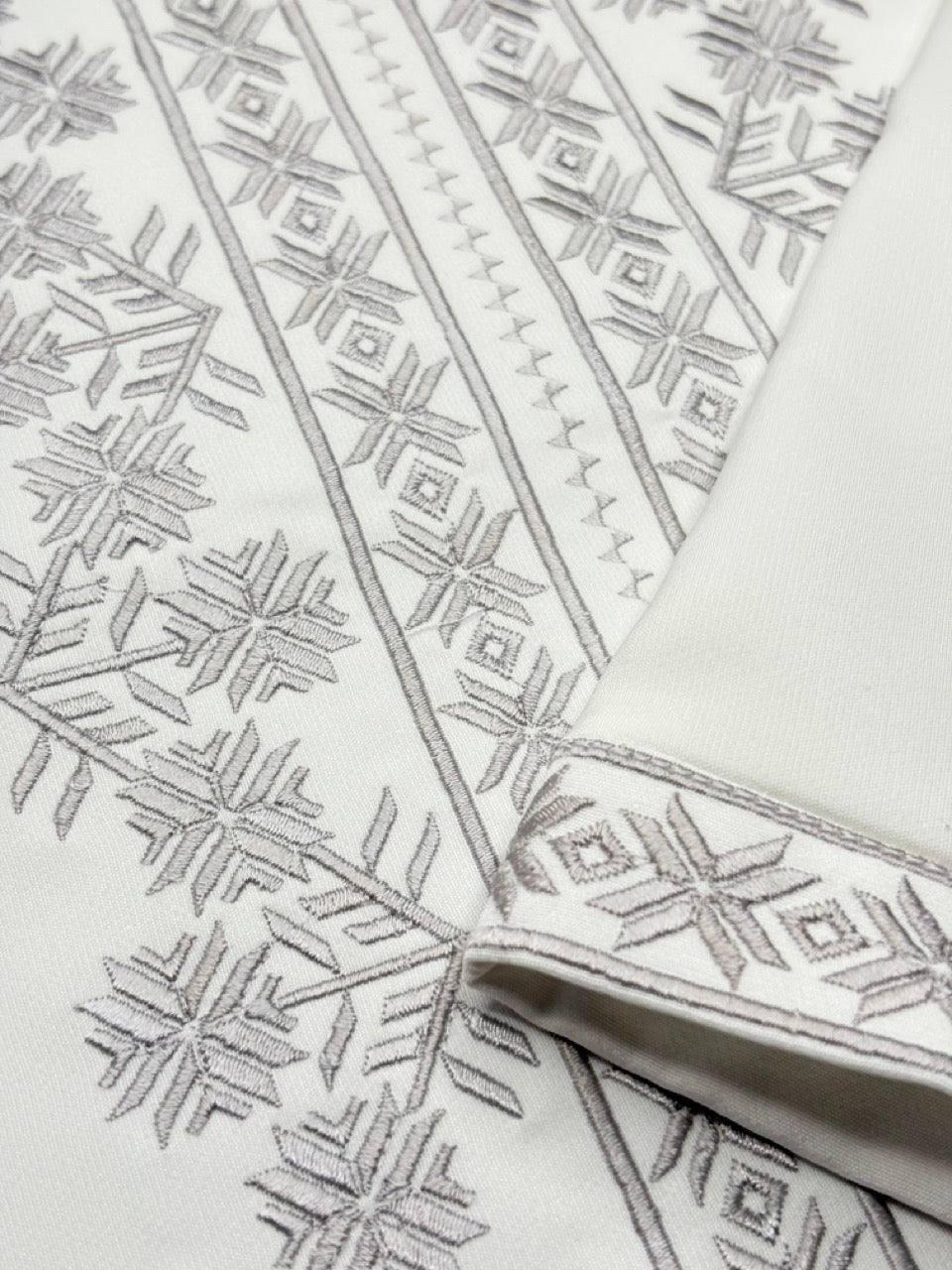 White Men's Vyshyvanka Shirt with Grey Embroidery