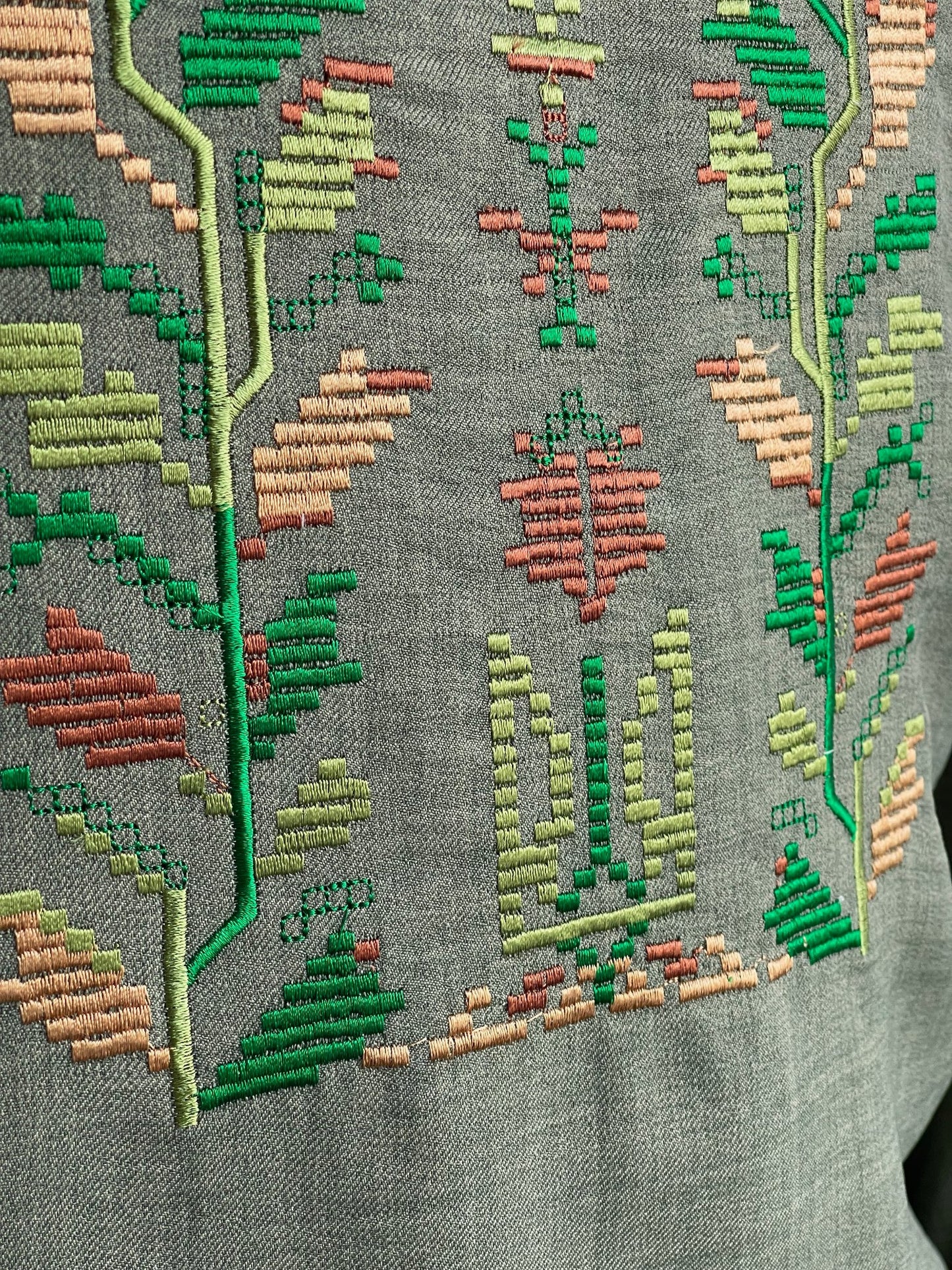 Light Green Embroidered Men's Vyshyvanka With Ukrainian Symbol on it (Чоловіча Вишиванка)
