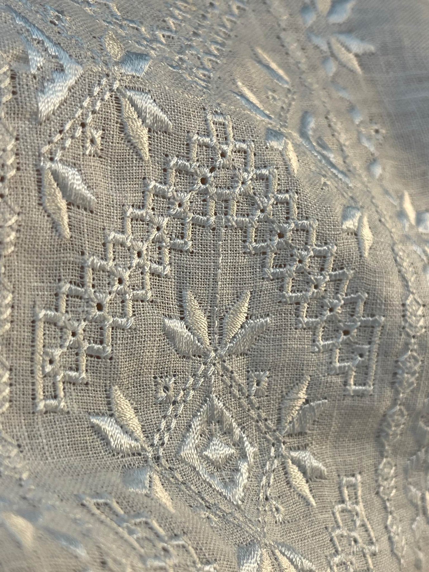 The White Linen Women's Blouse with White Embroidery