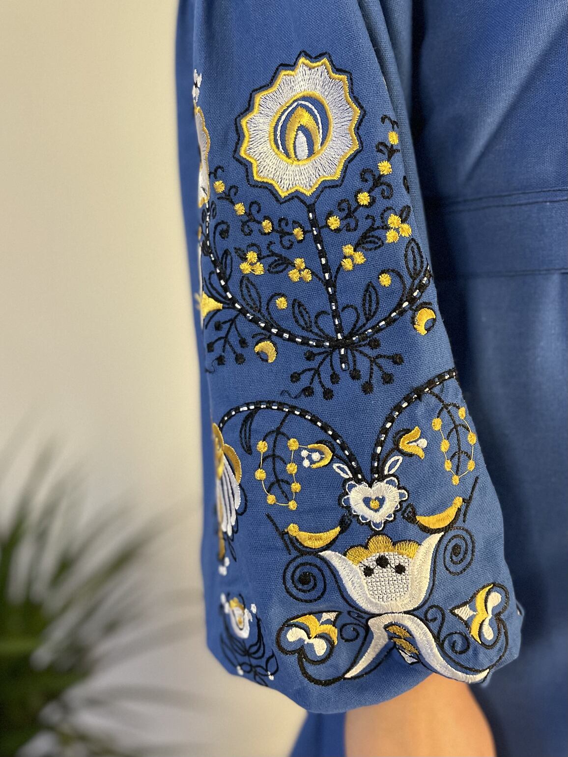 Celestial Canvas: The Inspiring Light Blue Ukrainian Vyshyvanka Dress with Radiant Embroidery - Vatra