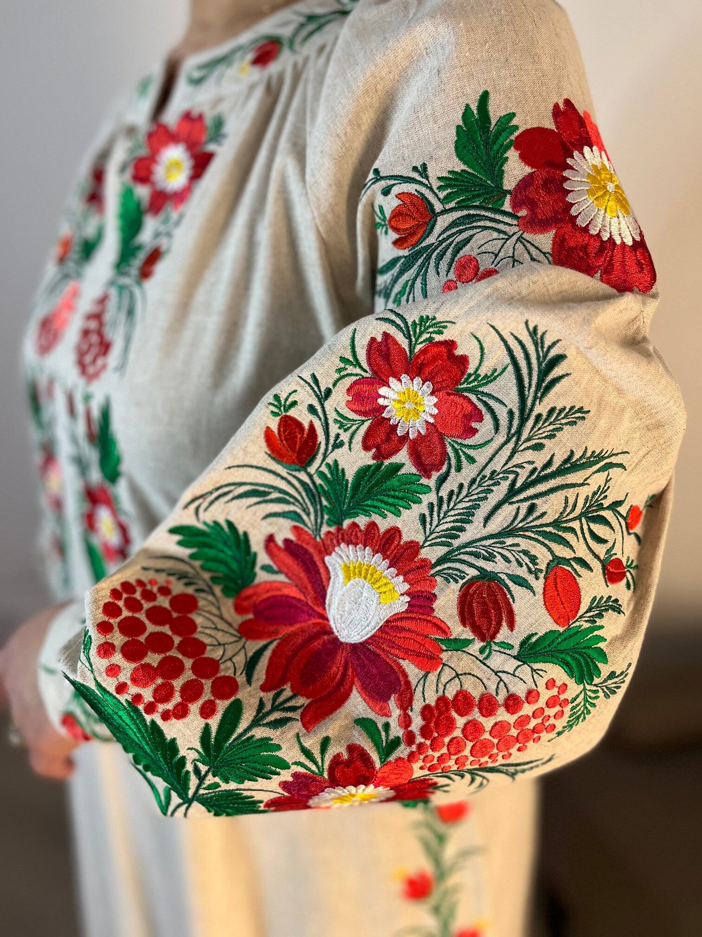 Enchanted Blossoms: The Grey Viburnum Garden Vyshyvanka Dress - Vatra