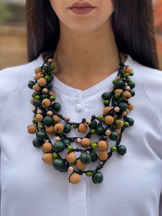 The Handcrafted Green & Brown Wooden Necklace