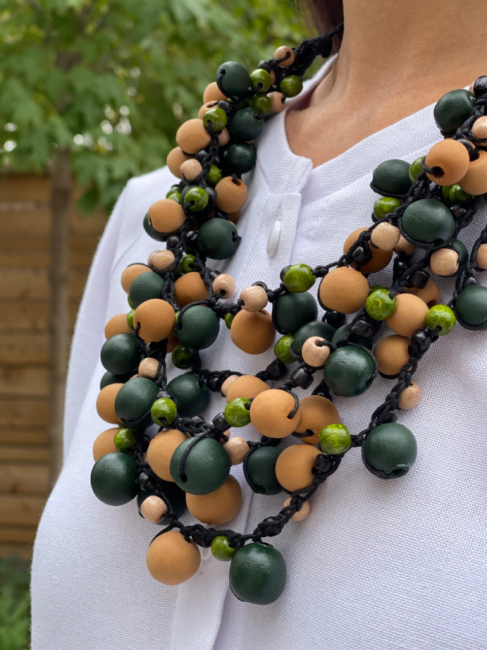 The Handcrafted Green & Brown Wooden Necklace