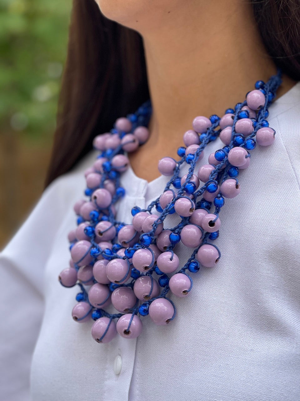 The Handcrafted Lavender Wooden Necklace