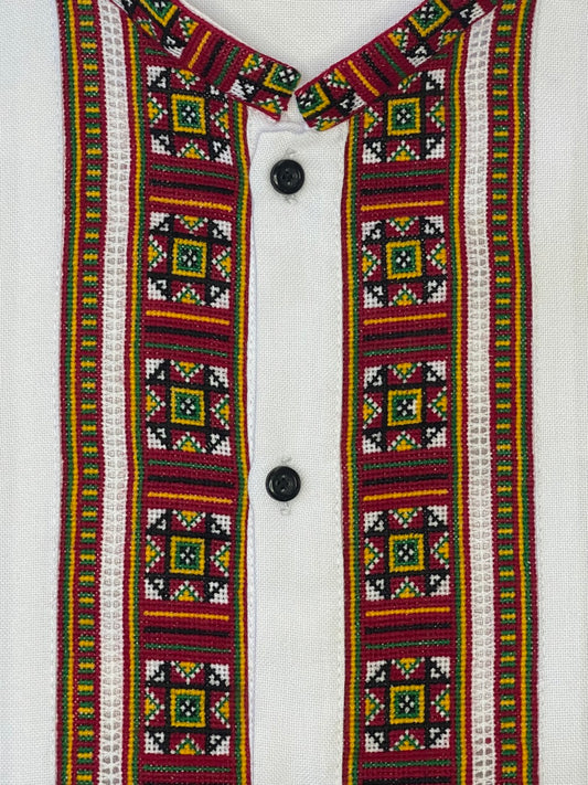 White Men's Vyshyvanka with Hand Embroidery