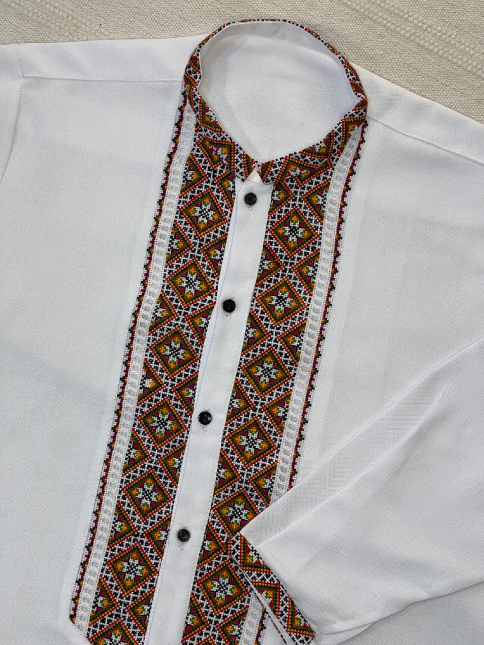 White Men's Vyshyvanka with Hand Embroidery