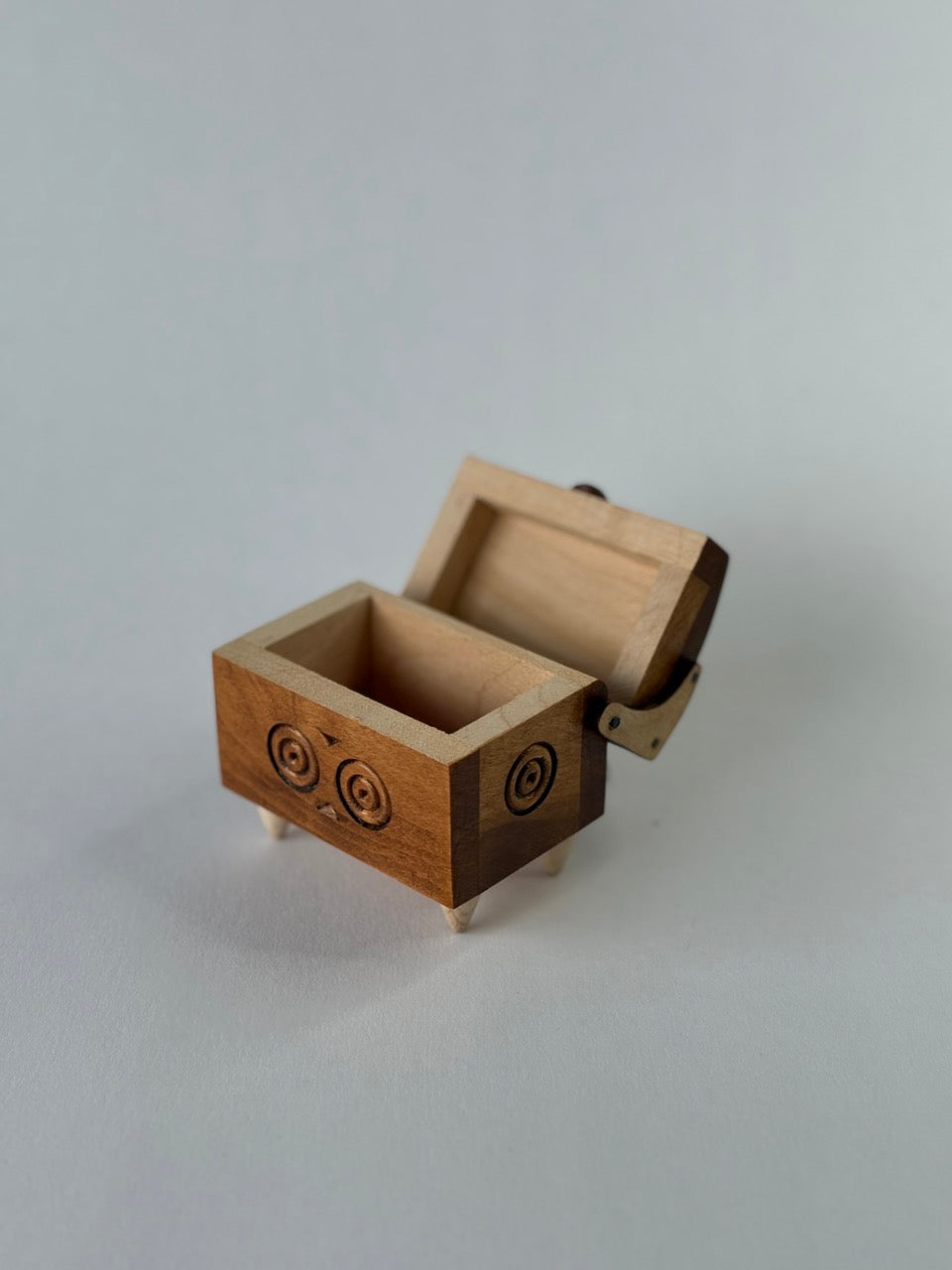 Handmade Small Rectangular Wooden Box with Carving