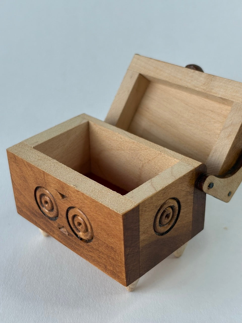 Handmade Small Rectangular Wooden Box with Carving