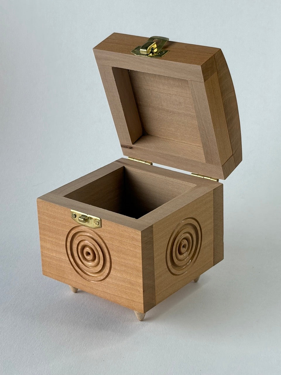 Handmade Light Square Wooden Box with Carving