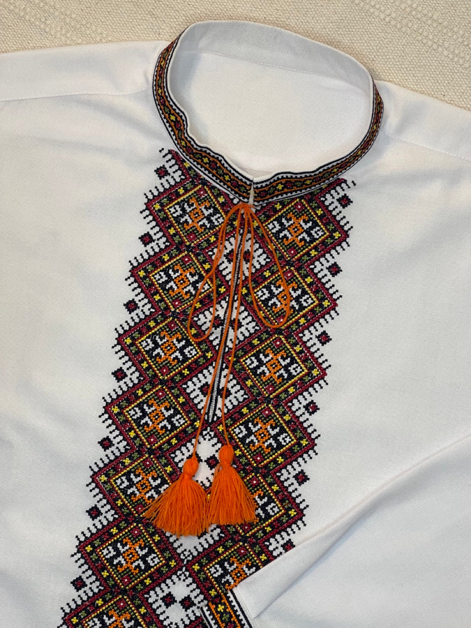 White Men's Vyshyvanka with Kosmach Embroidery