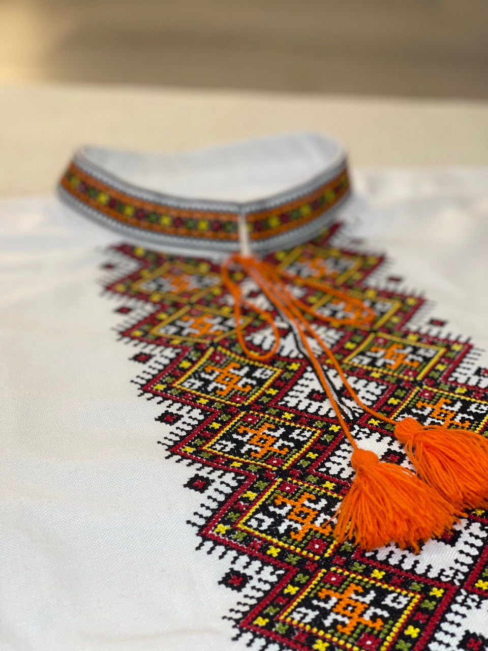 White Men's Vyshyvanka with Kosmach Embroidery