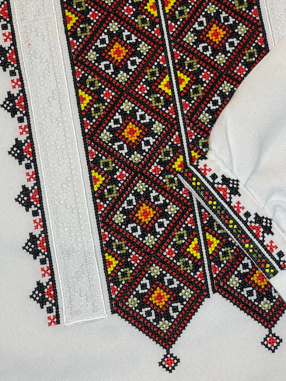 White Men's Vyshyvanka with Colorful Embroidery