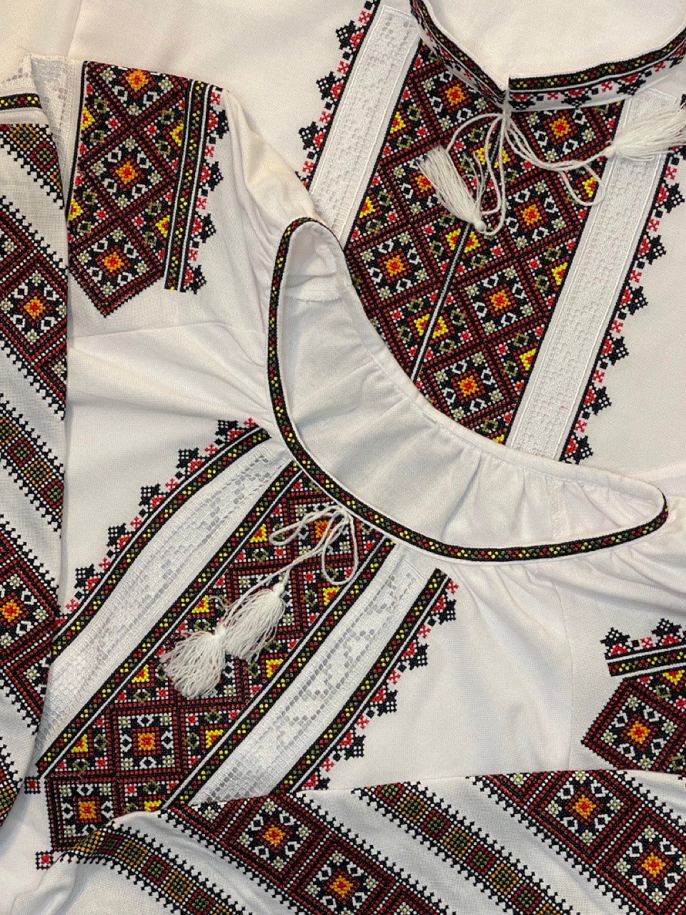 White Men's Vyshyvanka with Colorful Embroidery