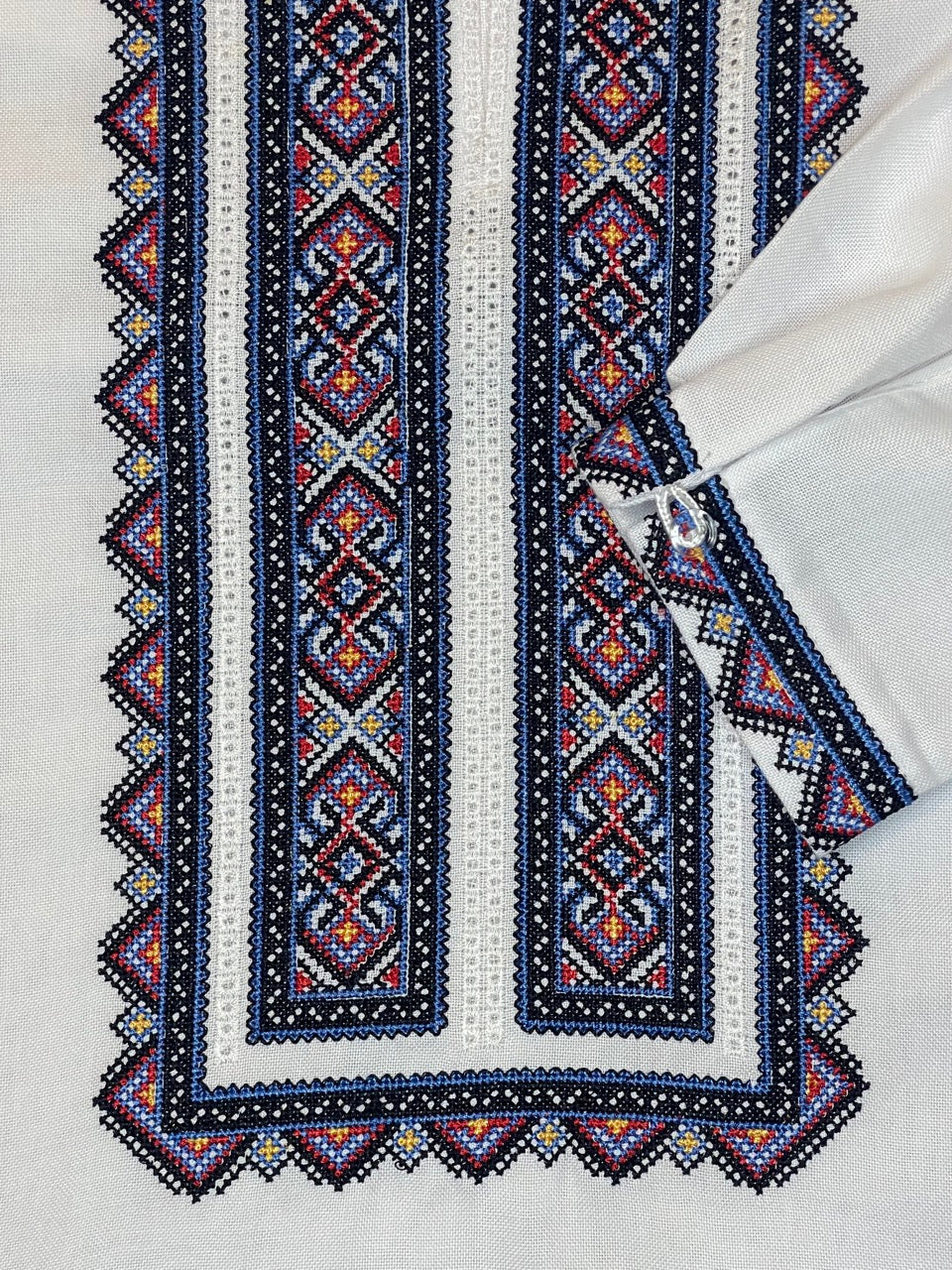 White Men's Vyshyvanka Shirt with Colourful Embroidery