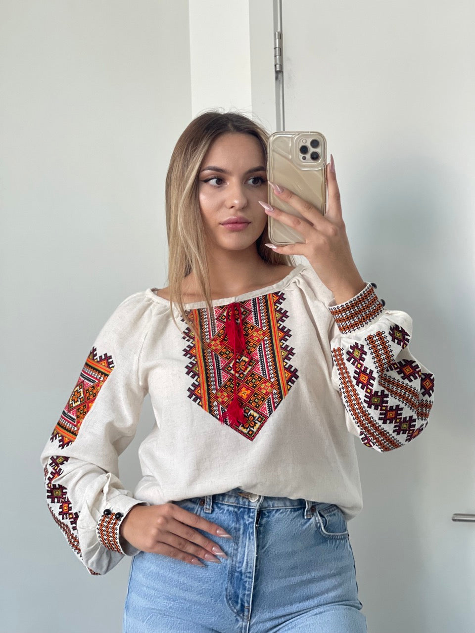 The Linen Blouse with Kosmach Style Embroidery