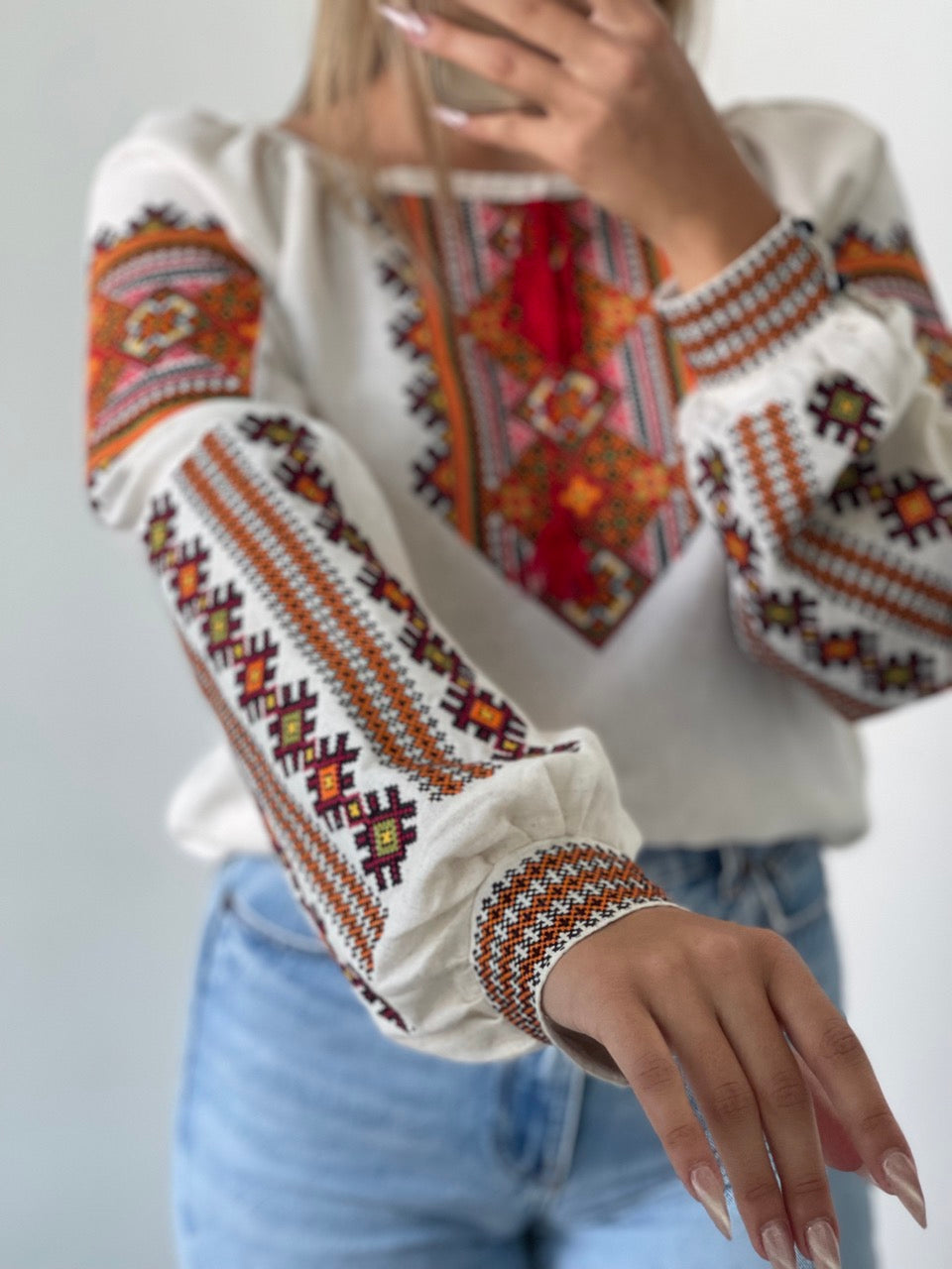 The Linen Blouse with Kosmach Style Embroidery