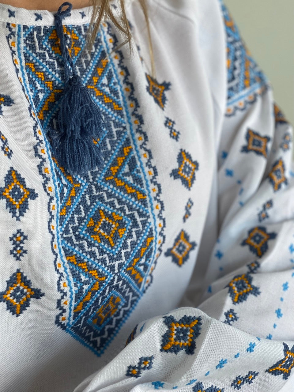 The Elegant White Blouse with Ukrainian Hand Embroidery