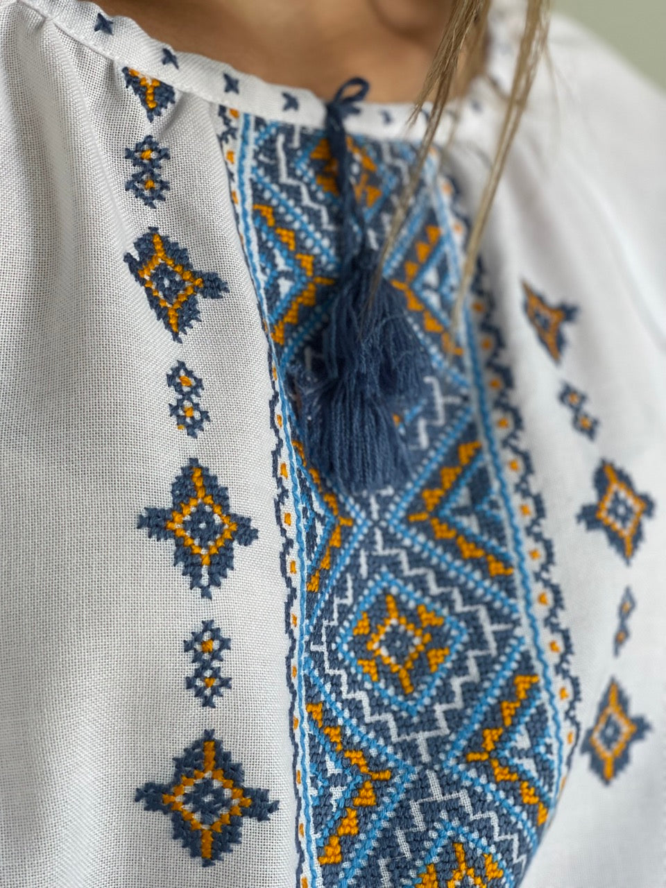 The Elegant White Blouse with Ukrainian Hand Embroidery