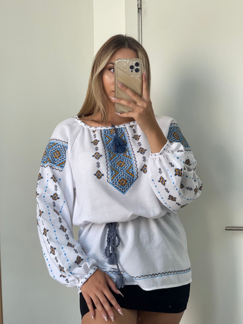 The Elegant White Blouse with Ukrainian Hand Embroidery