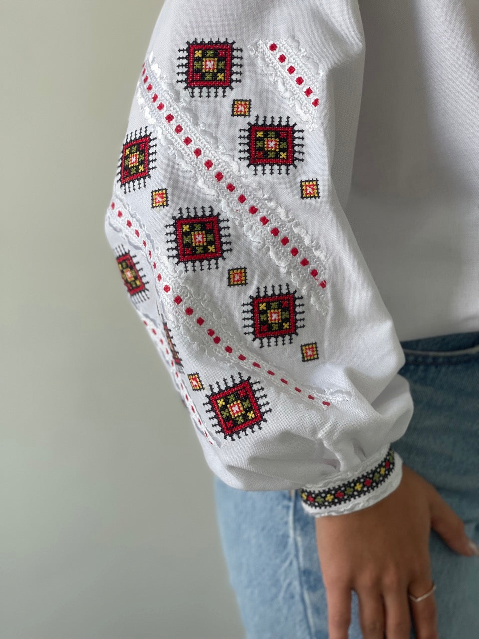 The White Women's Blouse with Beautiful Colourful Embroidery