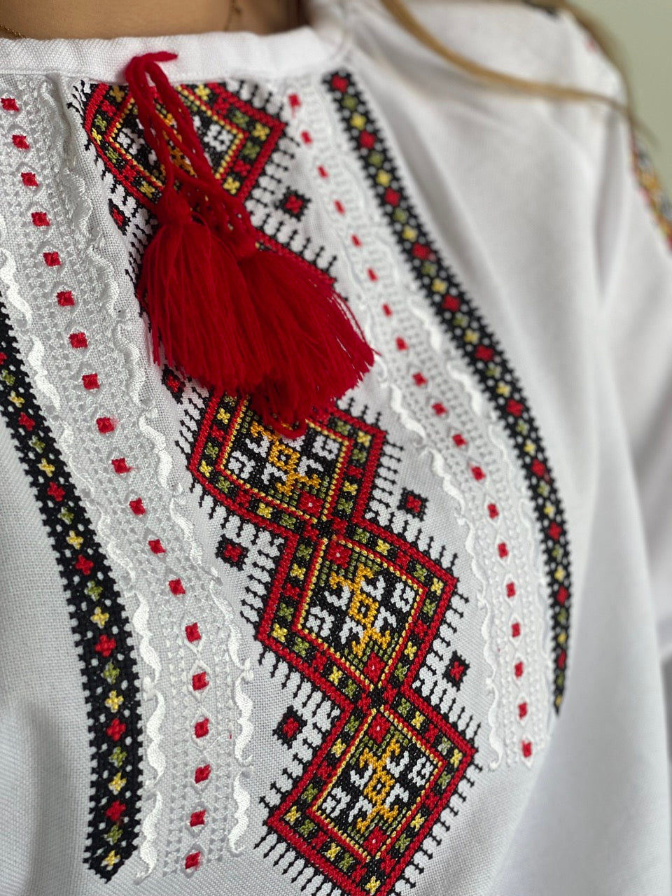 The White Women's Blouse with Beautiful Colourful Embroidery