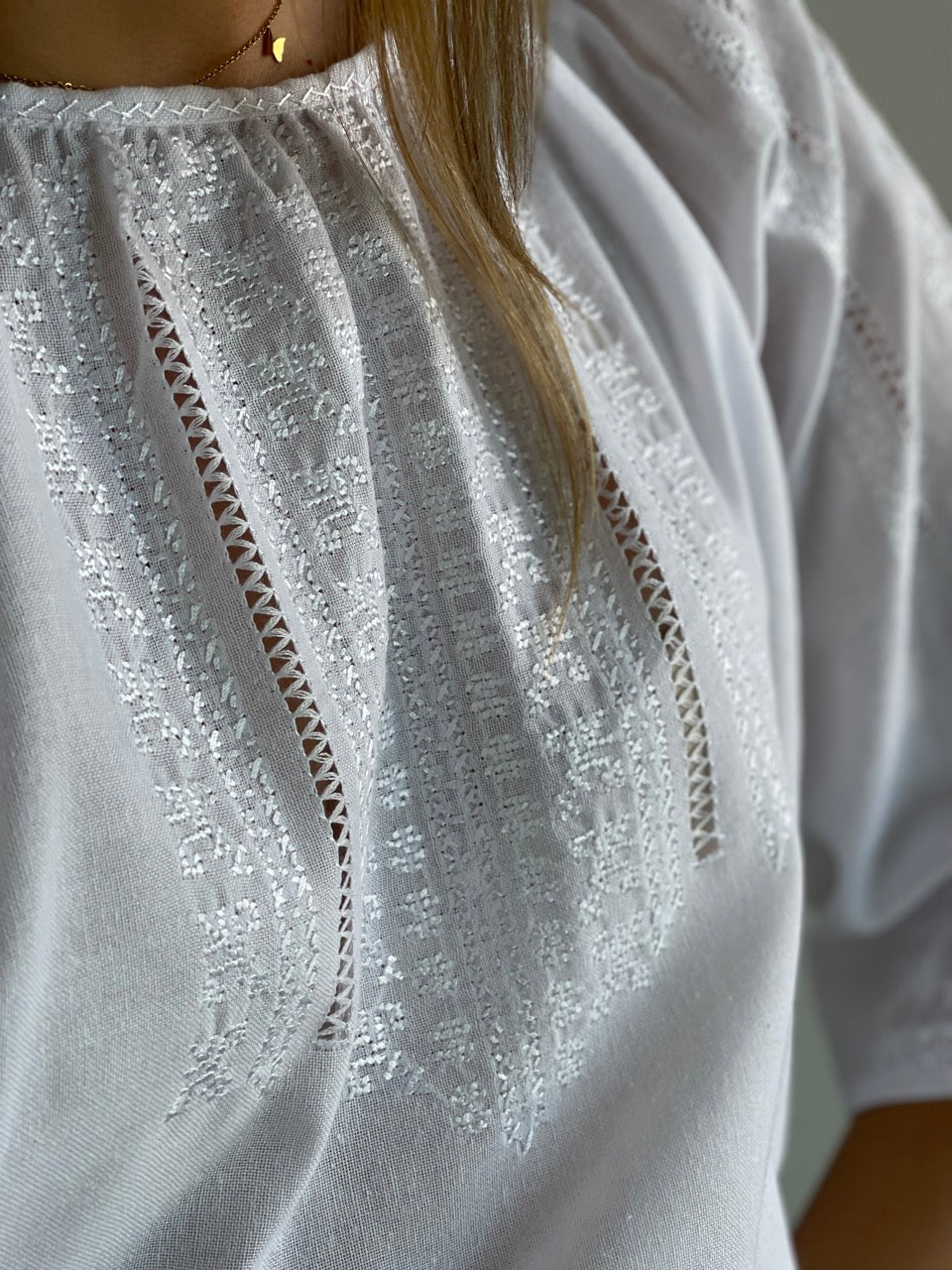 The White Blouse with White Hand Embroidery