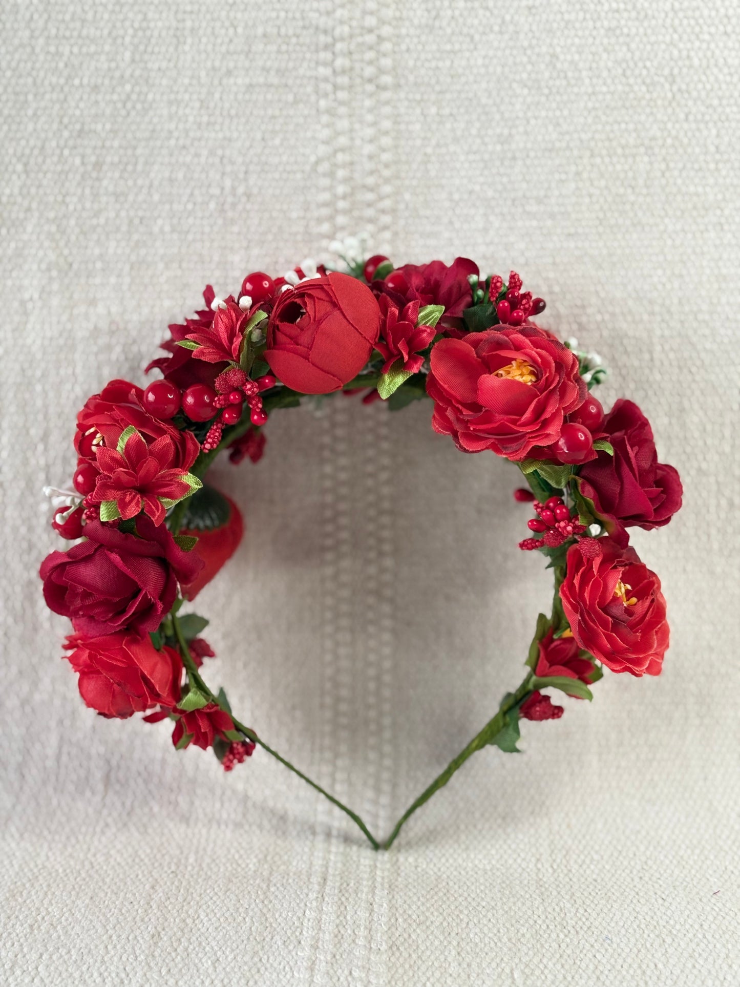 Red Handmade Flower Crown