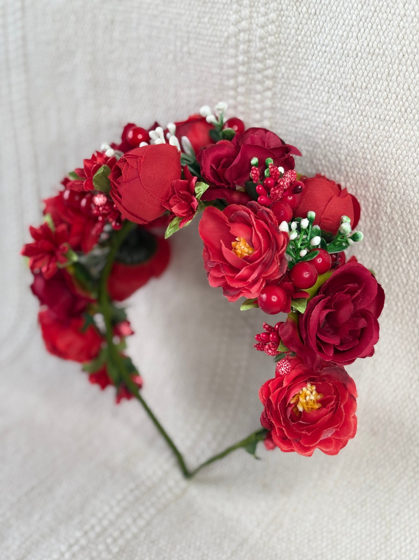 Red Handmade Flower Crown