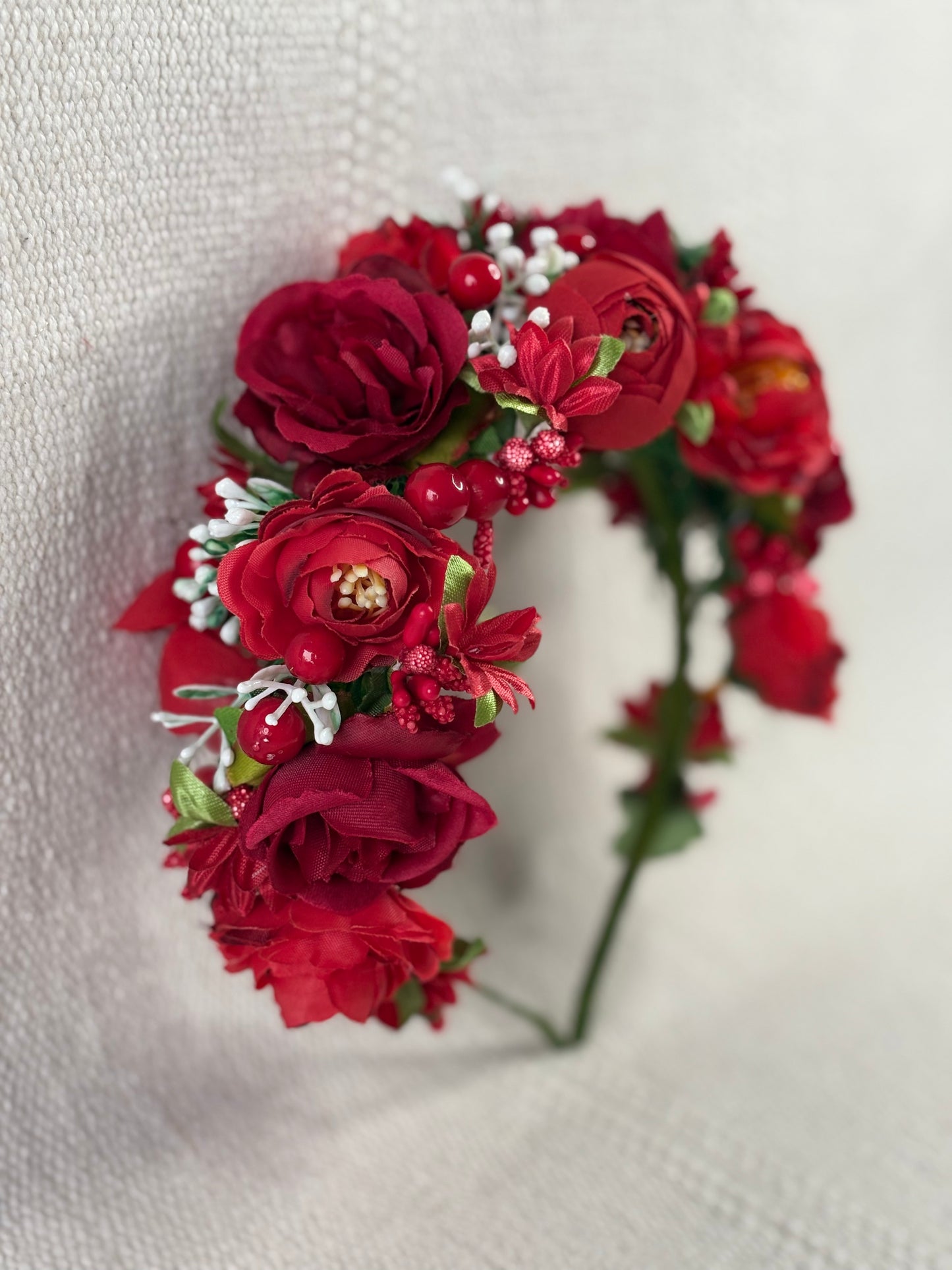 Red Handmade Flower Crown