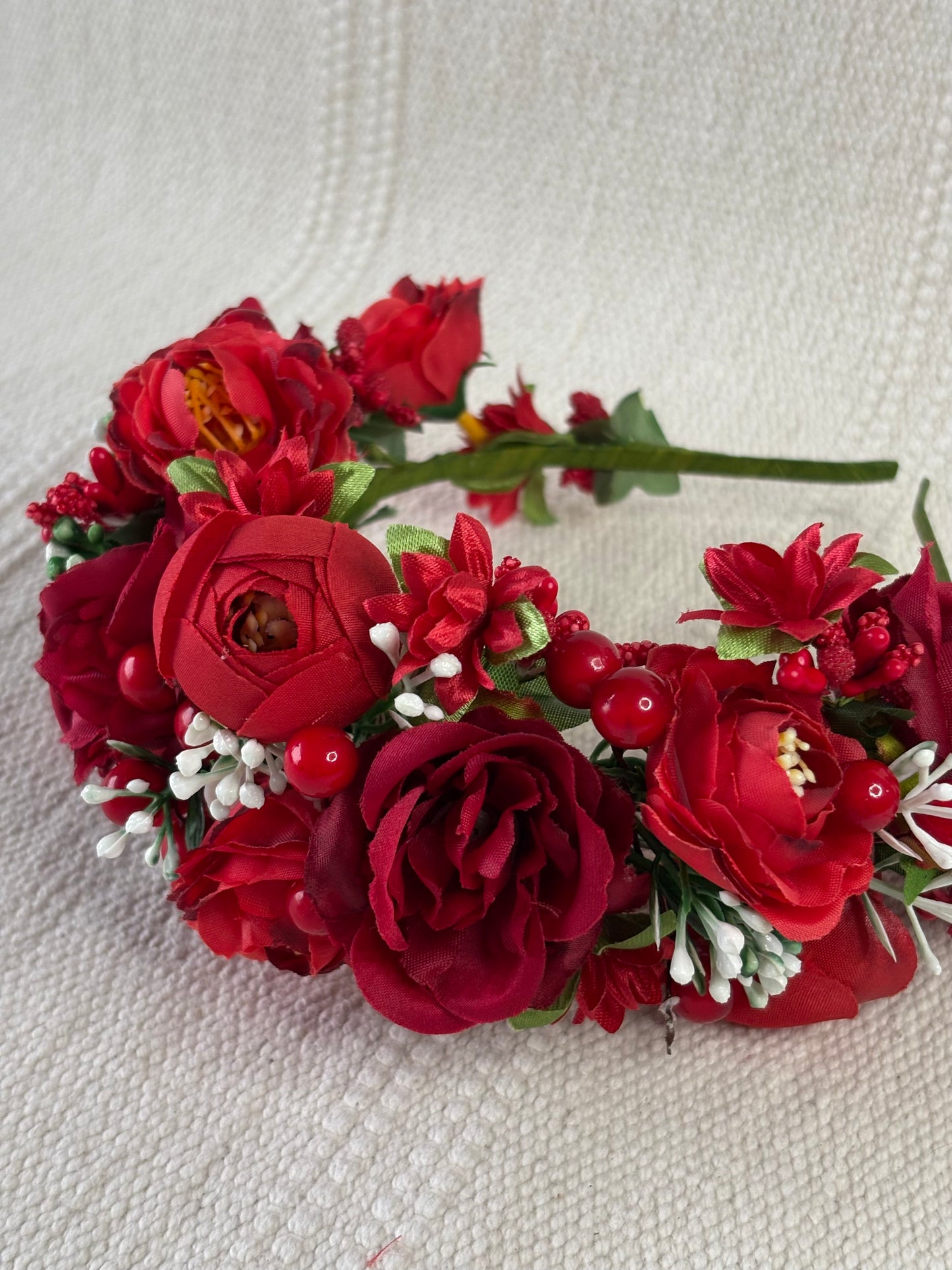 Red Handmade Flower Crown