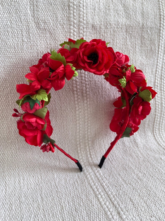 Red Handmade Flower Crown