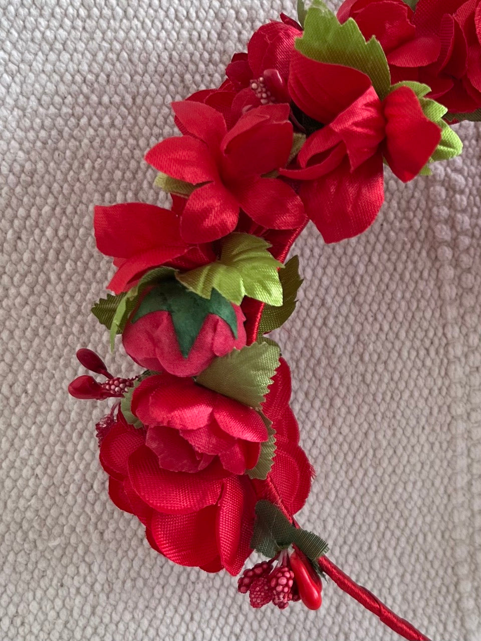 Red Handmade Flower Crown