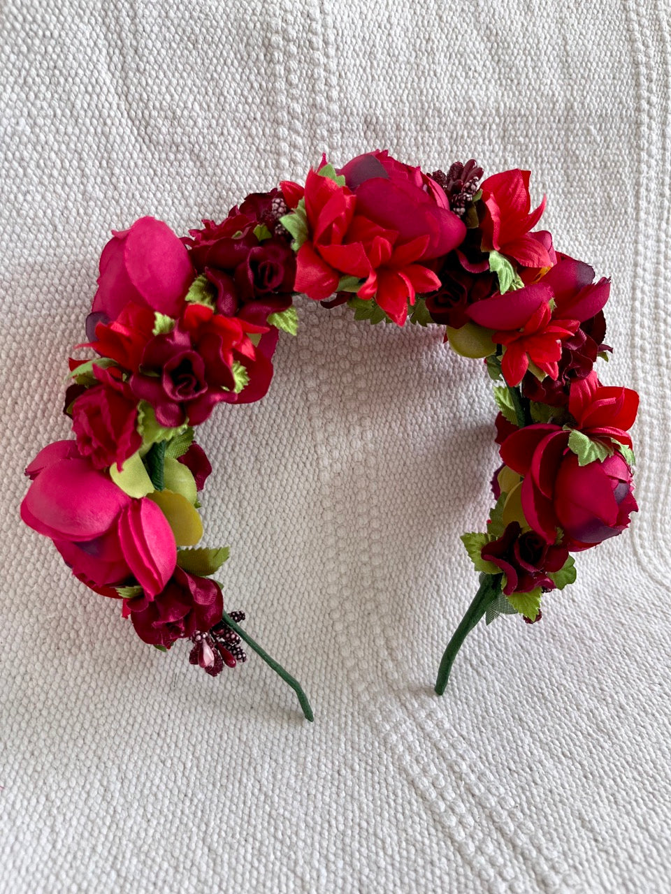 Red Handmade Flower Crown