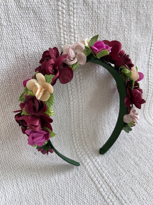 Bordeaux&Beige&Pink Handmade Flower Crown