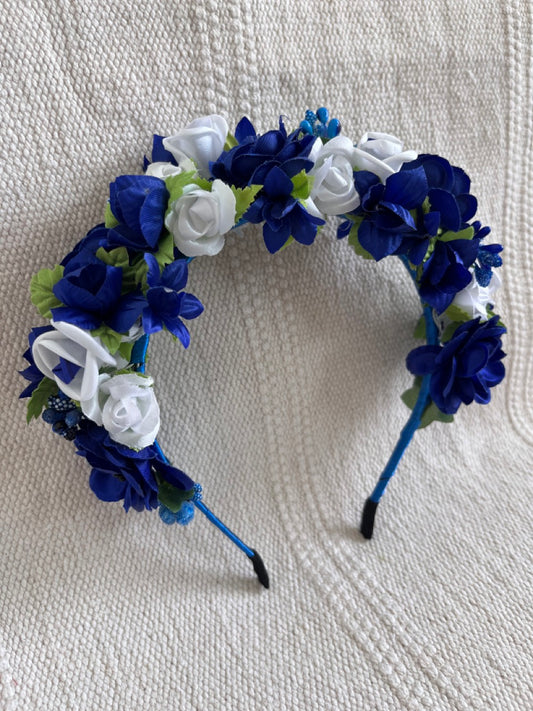 Dark Blue&White Handmade Flower Crown