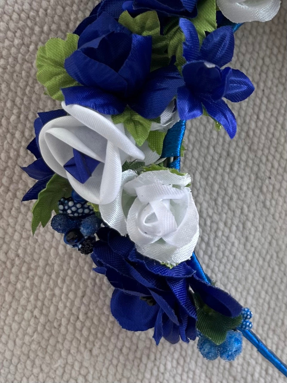 Dark Blue&White Handmade Flower Crown