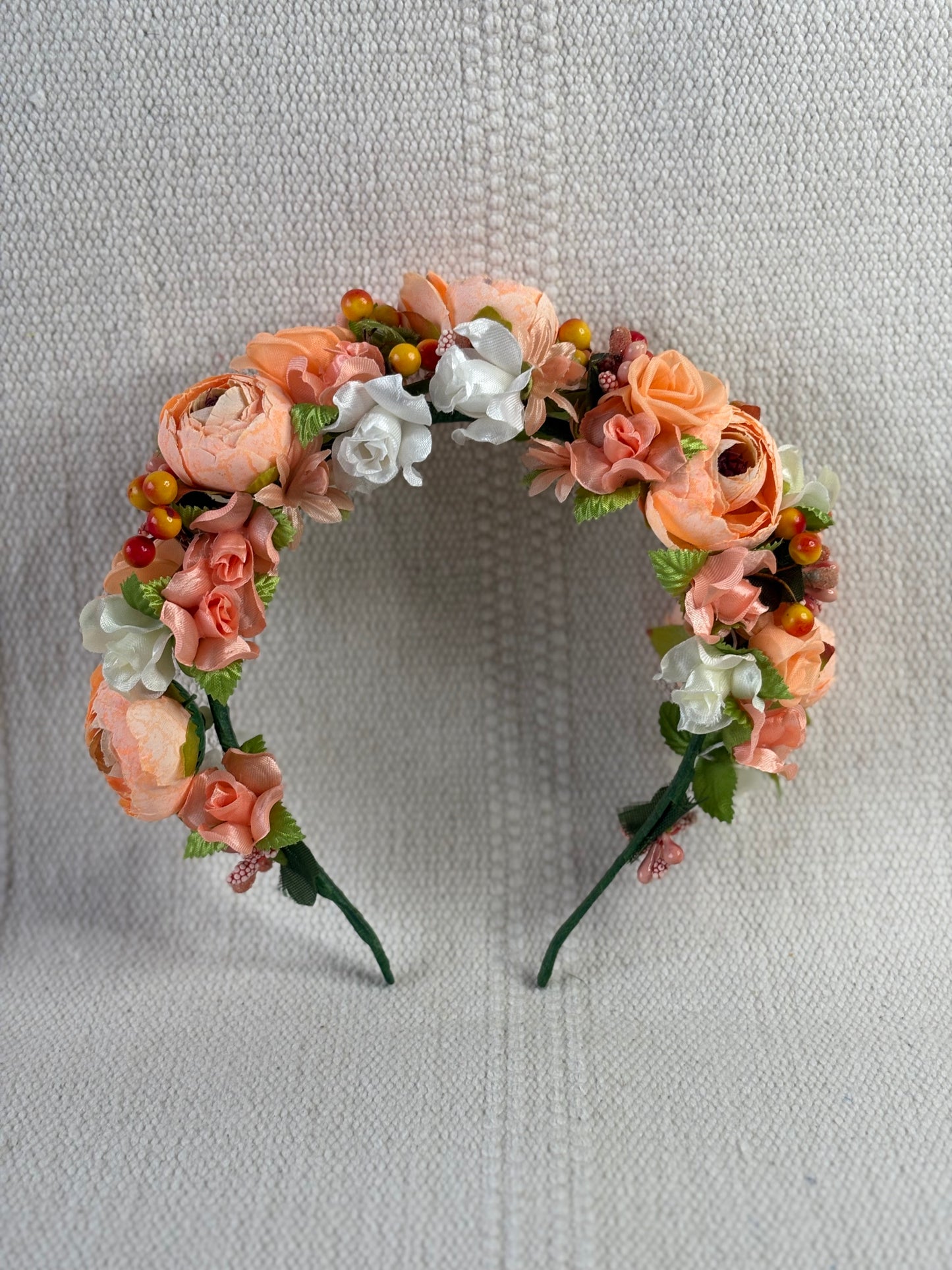 Coral Handmade Flower Crown