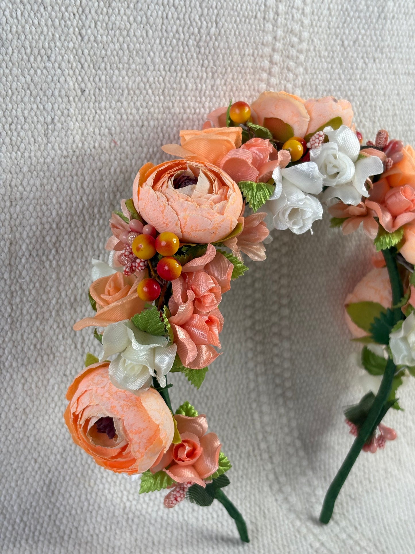 Coral Handmade Flower Crown