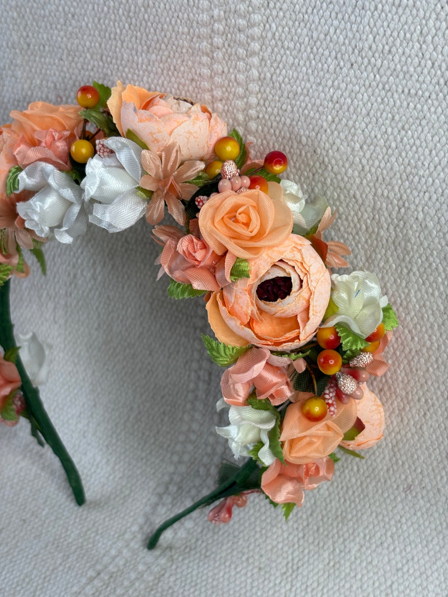 Coral Handmade Flower Crown